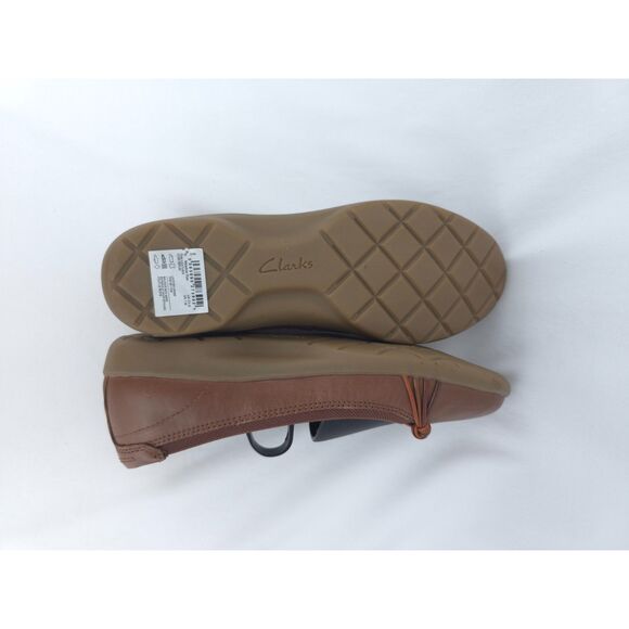 Women's Brown Leather Clarks Meadow‎ Rae Knot-Trim Comfort Flats Shoes Size 7 - Picture 10 of 13